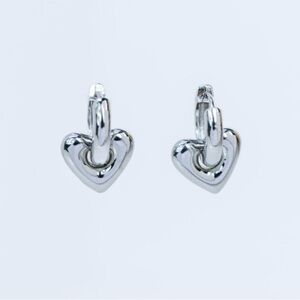 Silver Heart Hoop Earrings
